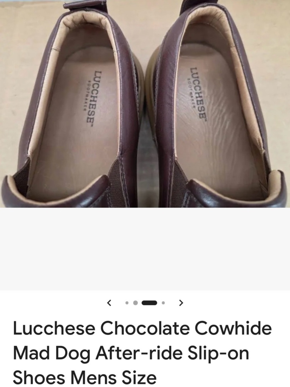 Men's Brown Leather Lucchese Mad Dog Slip-On Casual Shoes - Picture 6 of 7